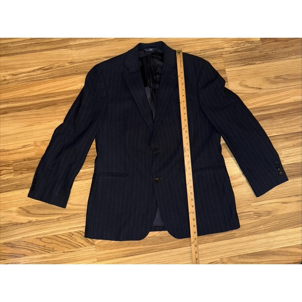 Brooks Brothers  346 Stretch Suit Men 42S Black Pinstripe  Wool Pants Size 40/29